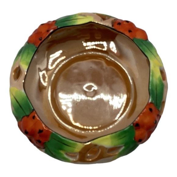 Vintage Lusterware Japanese Hand Painted Trinket Dish Bowl Persimmon Design - Picture 4 of 7